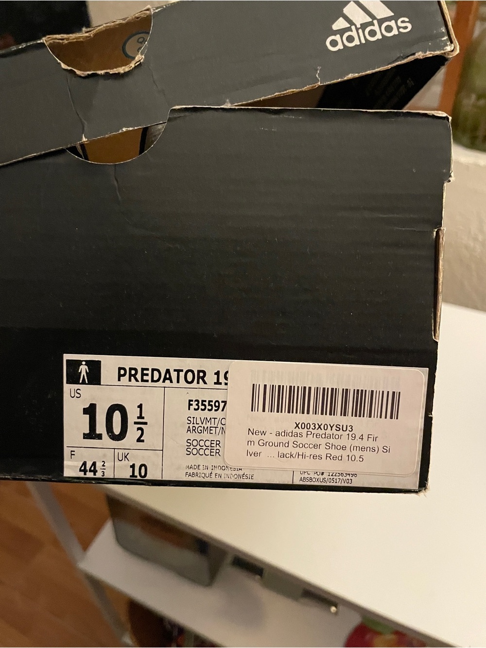 adidas Men's Predator 19.4 Soccer Cleats Silver/Black Size 10.5 Futbol NIB - Picture 10 of 10